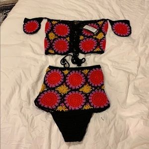 Nasty Gal crochet top and shorts matching set
